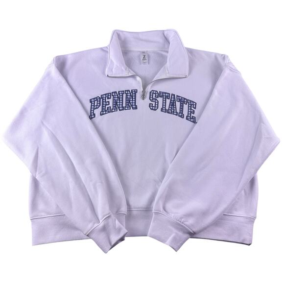 Zoozatz Sweaters - Penn‎ State Women’s XXL Cropped 1/4 Zip White Pullover Hoodie NWOT Embroidered